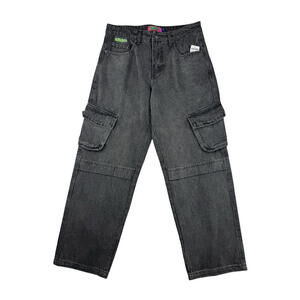 Empyre Loiter Slouchy Cargo Denim Jeans Black Wash Size US 8